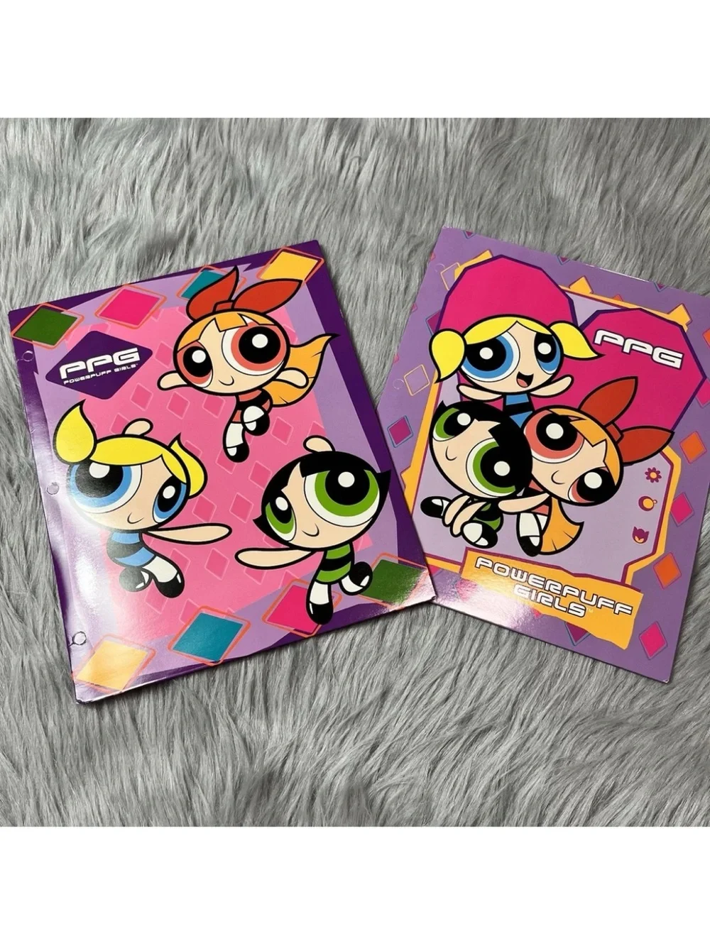 Vintage 2003 Y2K Powerpuff Girls Bundle Of 2 School Paper Folders